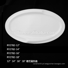 Quente venda ovo de porcelana branco durável em forma de placa oval para restaurante e hotel